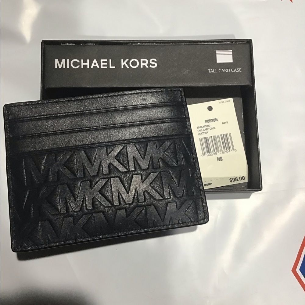 Michael Kors LEATHER Men's Tall Embossed  Leather Card Case - Picture 9 of 11